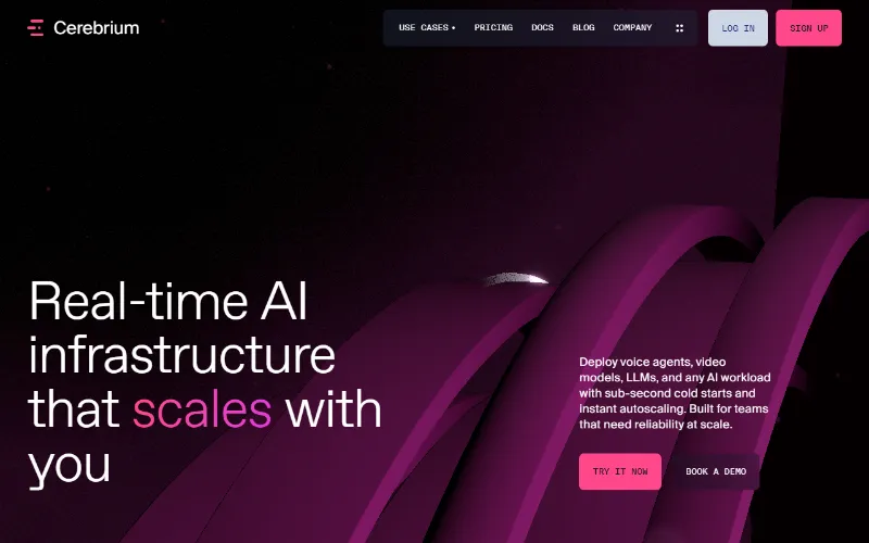 Cerebrium home page as captured by UXMachine on 18 October 2026